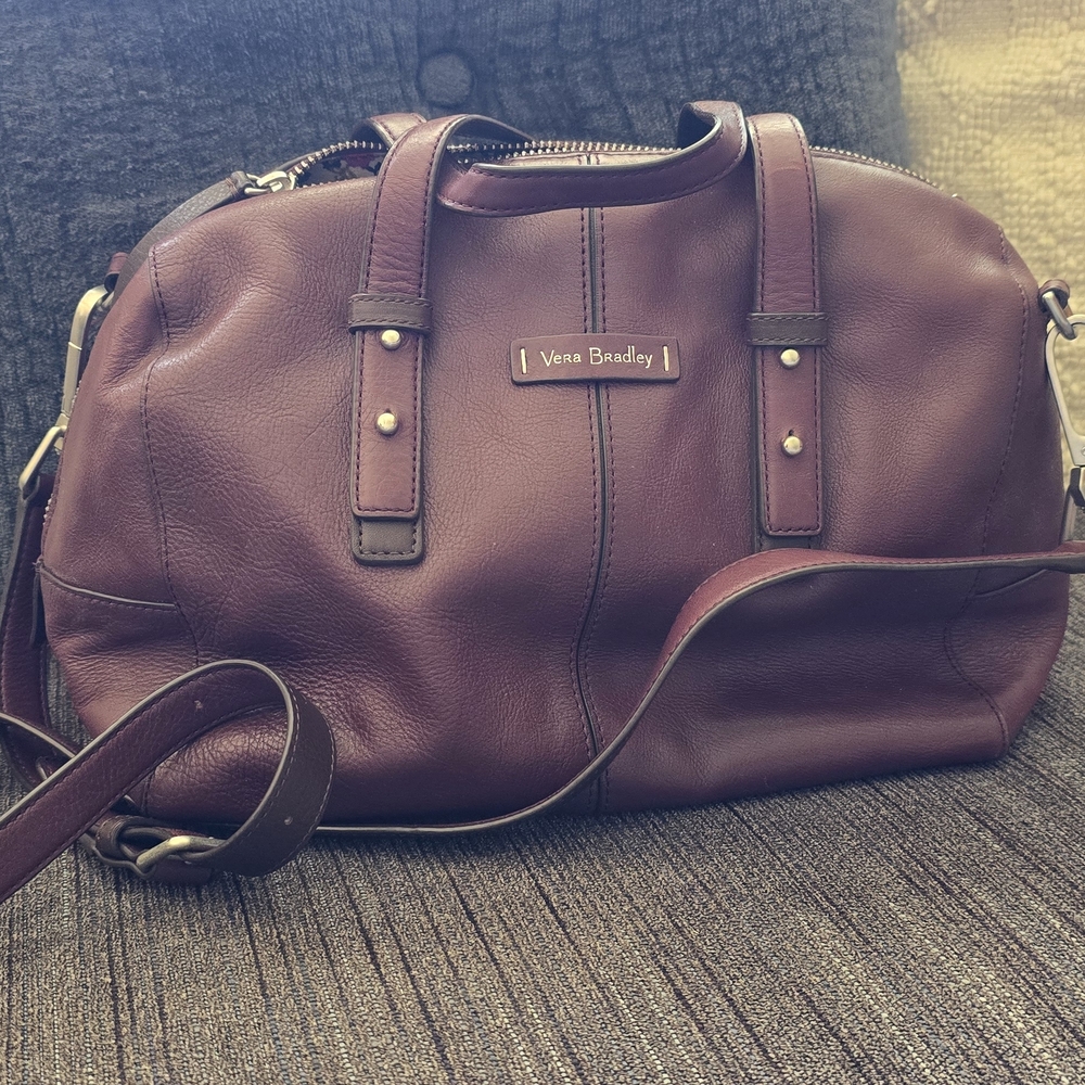 Vera Bradley Burgundy Leather Duffel Bag